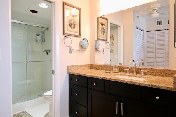 Bathroom, Glass Shower, Interior, Recessed Lighting