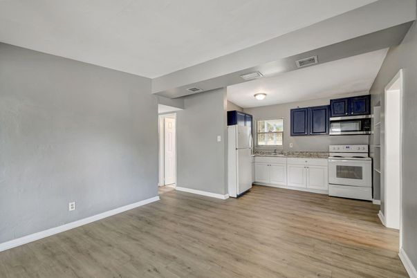 Interior, Kitchen, Stainless Steel Appliances, Wood Texture Flooring