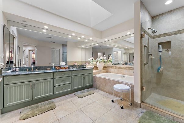 Bathroom, Dual Sink Vanities, Glass Shower, Interior, Recessed Lighting