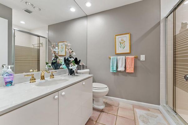 Bathroom, Glass Shower, Interior, Recessed Lighting
