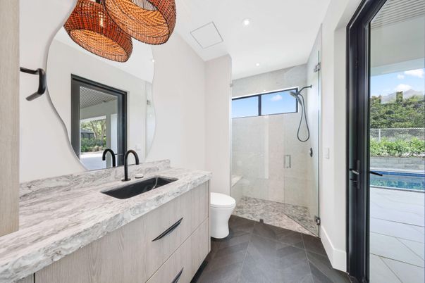 Bathroom, Glass Shower, Interior, Recessed Lighting