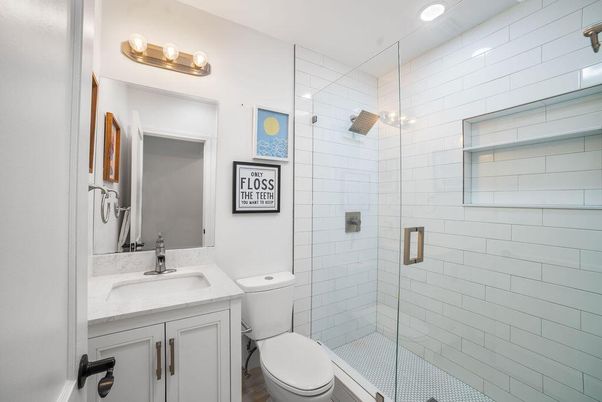 Bathroom, Glass Shower, Interior, Recessed Lighting