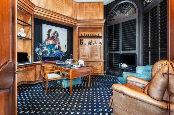 Home Office, Interior, Recessed Lighting, Wooden Walls
