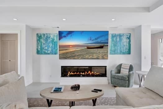 Fireplace, Interior, Living room, Recessed Lighting