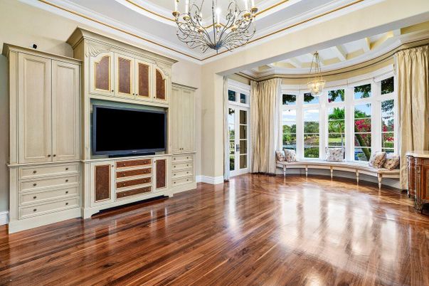 Chandelier, Empty room, Interior, Wood Texture Flooring
