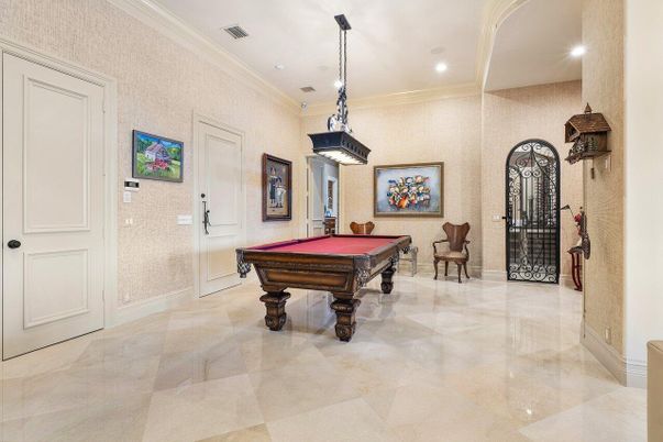 Billiard Table, Game Room, Interior, Pendant Lights, Recessed Lighting