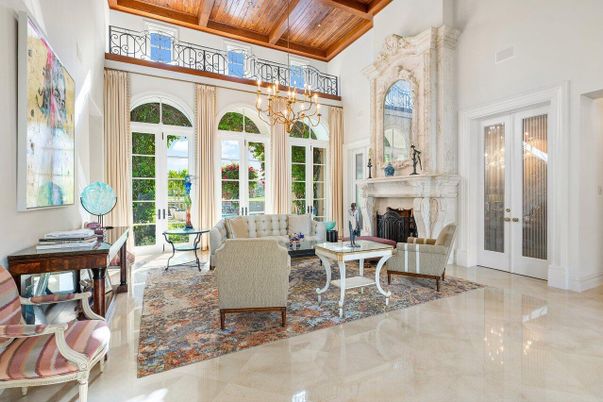 Chandelier, Fireplace, Interior, Living room, Wooden Beams, Wooden Ceilings