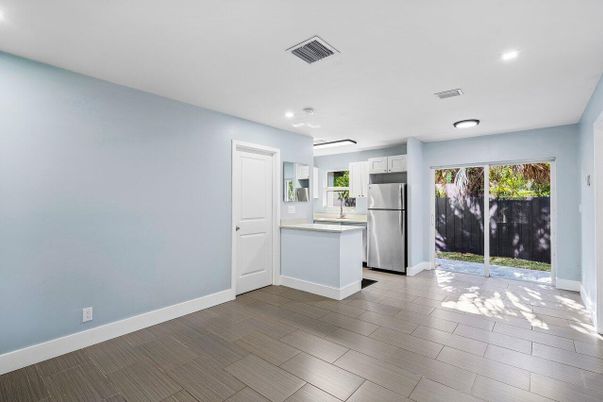 Interior, Kitchen, Recessed Lighting, Wood Texture Flooring