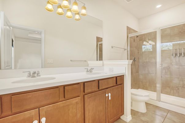 Bathroom, Dual Sink Vanities, Glass Shower, Interior, Recessed Lighting