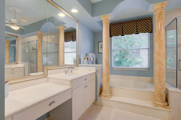Bathroom, Glass Shower, Interior, Recessed Lighting