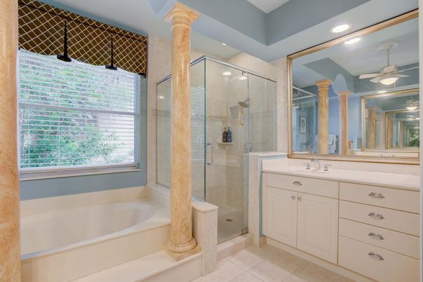 Bathroom, Glass Shower, Interior, Recessed Lighting