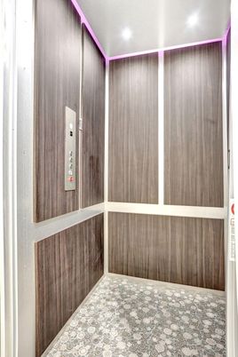 Elevator, Interior, Recessed Lighting, Wooden Walls