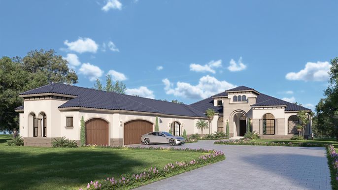 Attached, Backyard, Exterior, Facade, Mediterranean