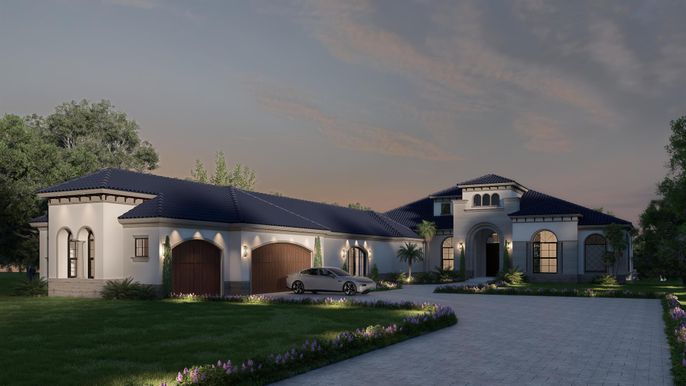 Attached, Exterior, Facade, Mediterranean