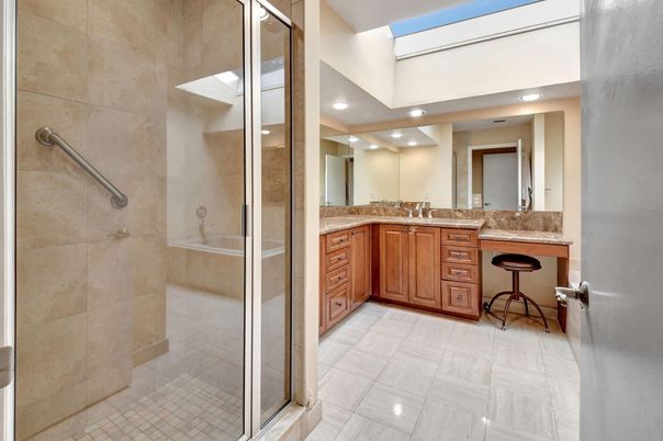 Bathroom, Dual Sink Vanities, Glass Shower, Interior, Recessed Lighting