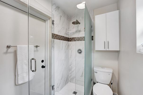 Bathroom, Glass Shower, Interior, Marble Walls