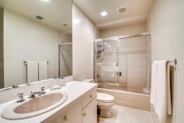 Bathroom, Glass Shower, Interior, Recessed Lighting