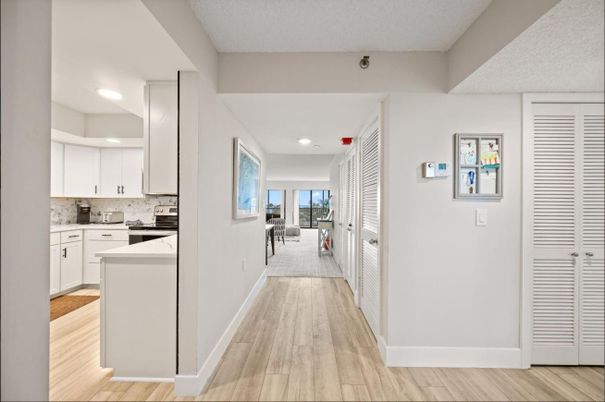 Interior, Kitchen, Recessed Lighting, Wood Texture Flooring