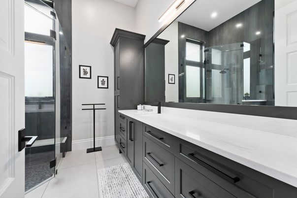 Bathroom, Dual Sink Vanities, Glass Shower, Interior, Recessed Lighting