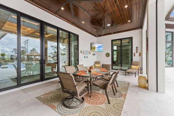 Dining room, Interior, Recessed Lighting, Wooden Ceilings