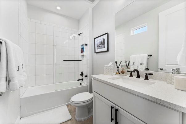 Bathroom, Interior, Recessed Lighting, Wood Texture Flooring