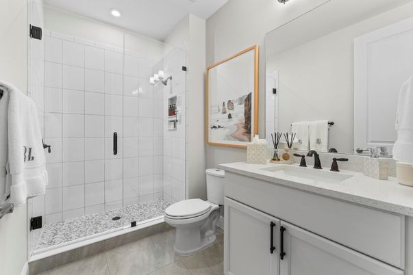 Bathroom, Glass Shower, Interior, Recessed Lighting