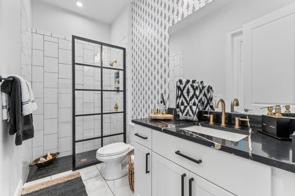 Bathroom, Interior, Marble, Recessed Lighting