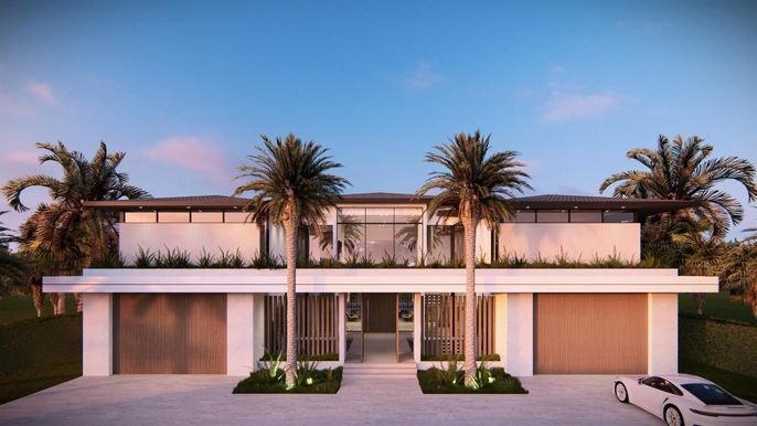 Attached, Exterior, Facade, Modern