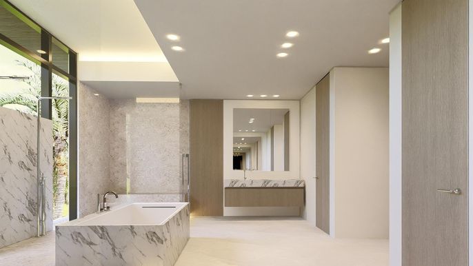 Bathroom, Interior, Recessed Lighting
