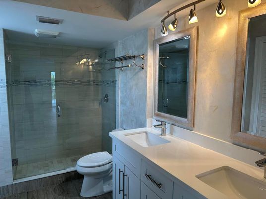 Bathroom, Dual Sink Vanities, Glass Shower, Interior