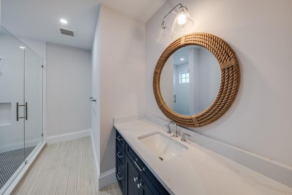 Bathroom, Glass Shower, Interior, Recessed Lighting