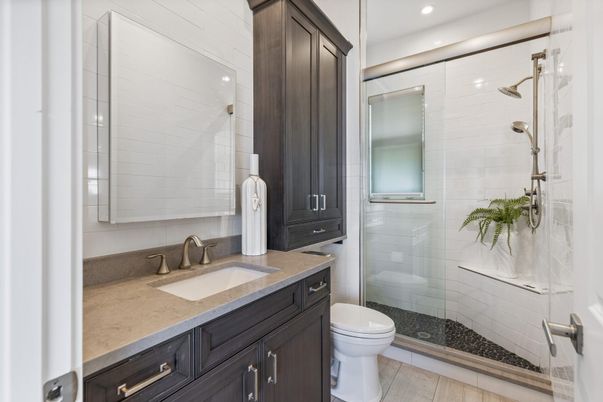 Bathroom, Glass Shower, Interior, Recessed Lighting
