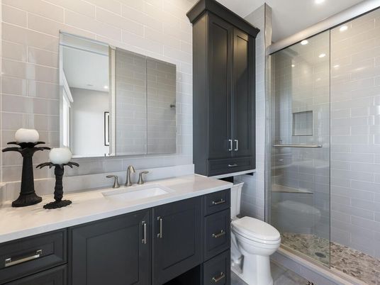 Bathroom, Glass Shower, Interior, Recessed Lighting