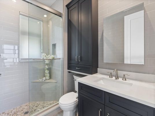 Bathroom, Glass Shower, Interior, Recessed Lighting