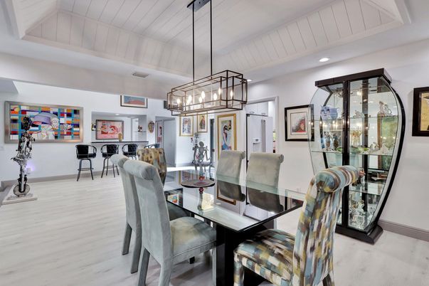 Chandelier, Dining room, Interior, Pendant Lights, Wood Texture Flooring