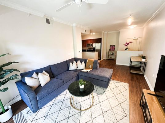 Interior, Kitchen, Living room, Stainless Steel Appliances, Wood Texture Flooring