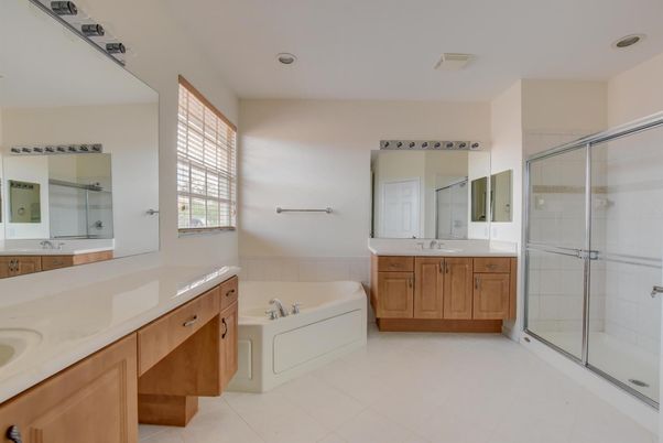 Bathroom, Dual Sink Vanities, Glass Shower, Interior, Recessed Lighting