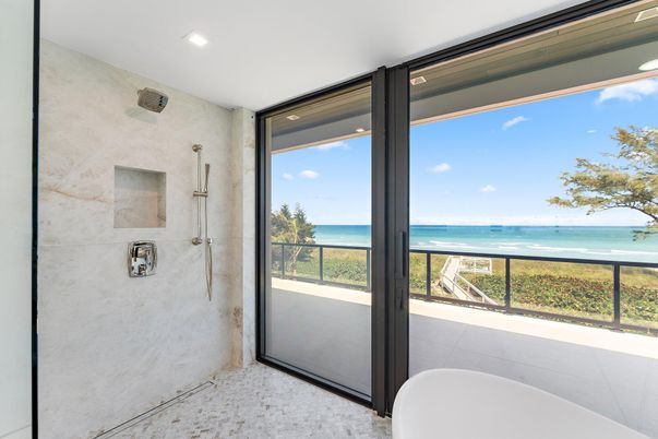 Bathroom, Glass Shower, Interior, Recessed Lighting, Water