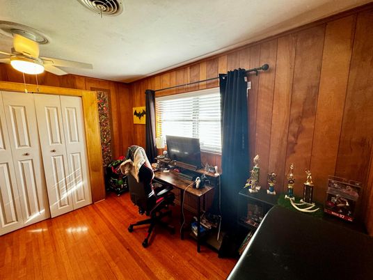 Home Office, Interior, Wood Texture Flooring, Wooden Walls