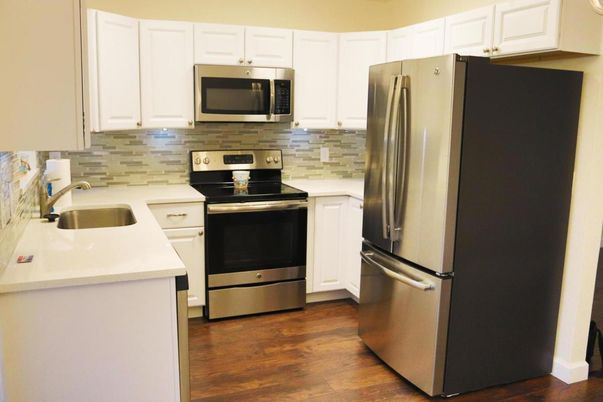 Interior, Kitchen, Stainless Steel Appliances, Wood Texture Flooring