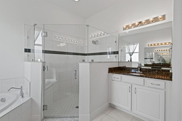 Bathroom, Dual Sink Vanities, Glass Shower, Interior