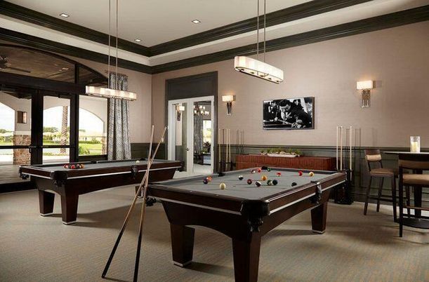 Billiard Table, Game Room, Interior, Pendant Lights, Recessed Lighting