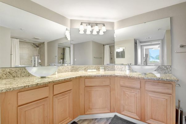 Bathroom, Dual Sink Vanities, Interior, Wood Texture Flooring
