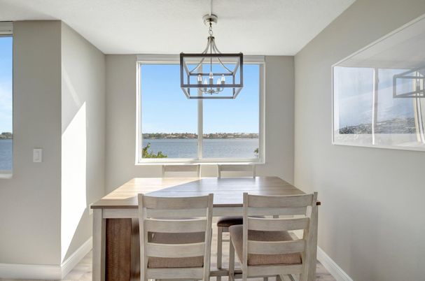 Dining room, Interior, Pendant Lights, Water