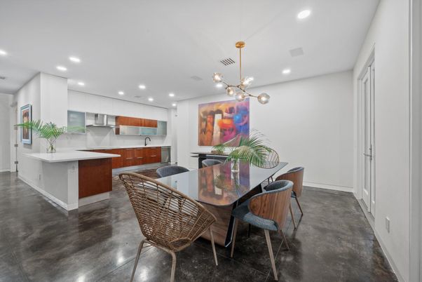 Dining room, Interior, Kitchen, Pendant Lights, Recessed Lighting