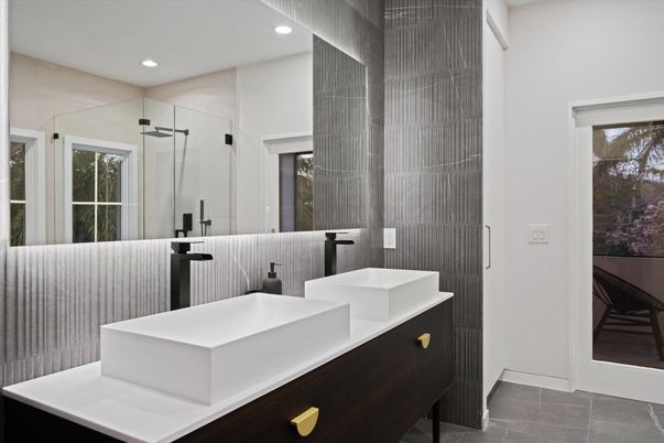 Bathroom, Dual Sink Vanities, Glass Shower, Interior, Recessed Lighting