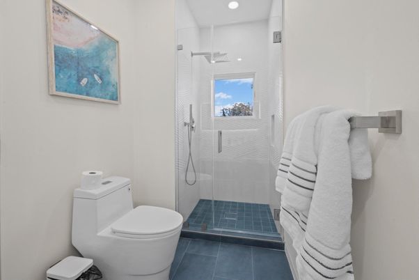 Bathroom, Glass Shower, Interior, Recessed Lighting