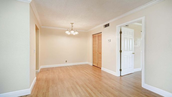 Chandelier, Empty room, Interior, Wood Texture Flooring