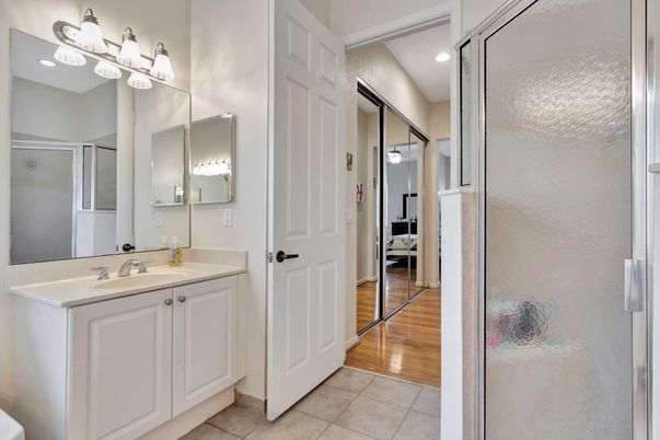 Bathroom, Interior, Recessed Lighting, Wood Texture Flooring