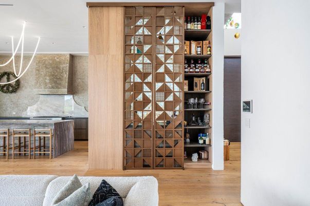 Interior, Recessed Lighting, Wine Storage, Wood Texture Flooring